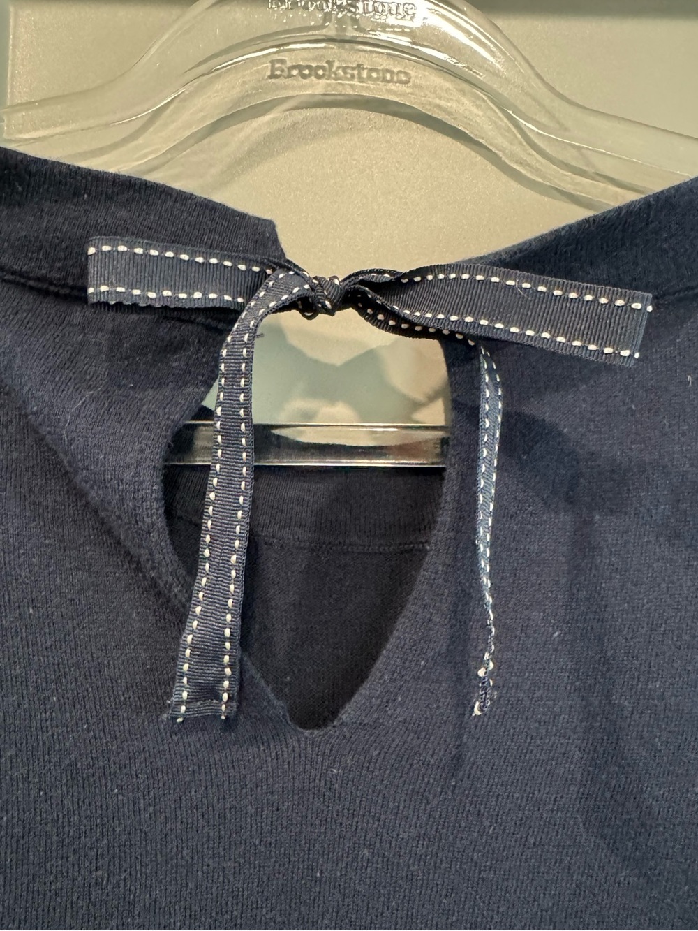 J. Crew Navy Tie-Back Sweater with Stitch-Trim Bow